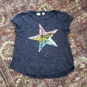 ⭐3/$15⭐ GAP Kids Textured Navy Blue T-shirt With Flip Sequined Star Size M(8)